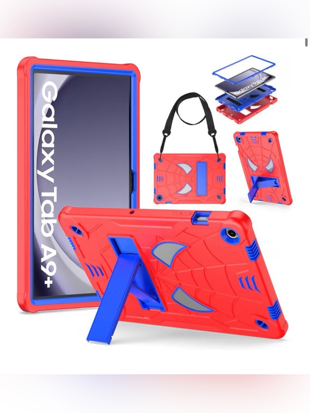 NWT Samsung Galaxy Tab A9+ 11”Spider Rugged Case - Red & Blue